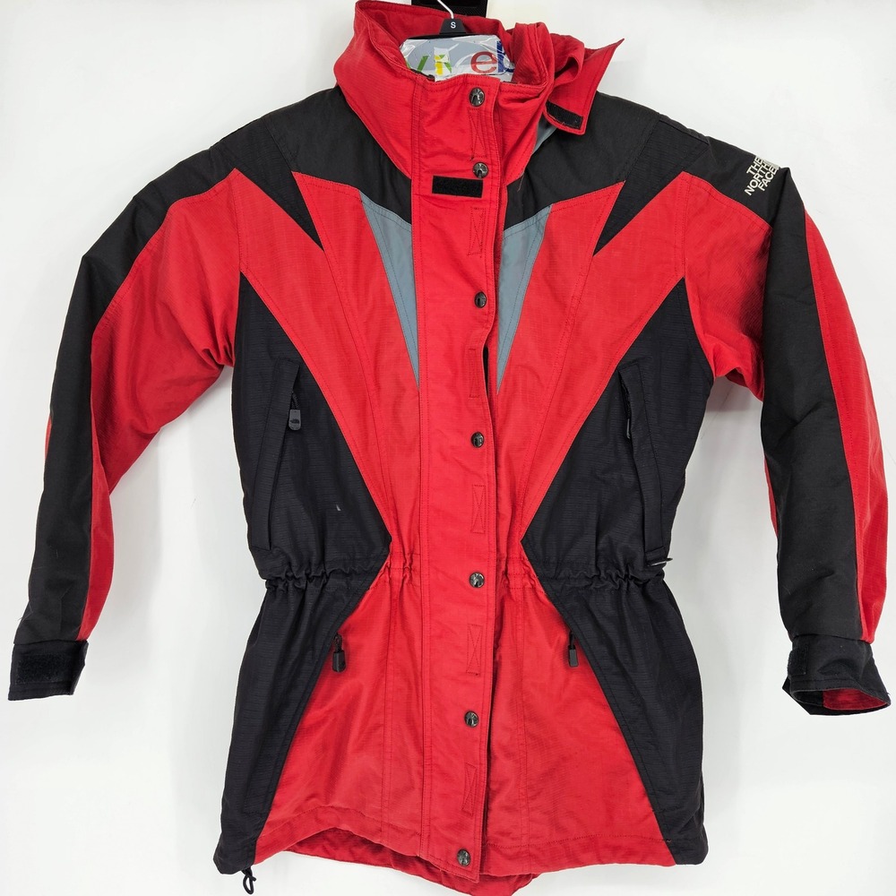 Vintage The North Face Jacket Womens Sz‎ 12 Extreme Light Full Zip Hooded Red